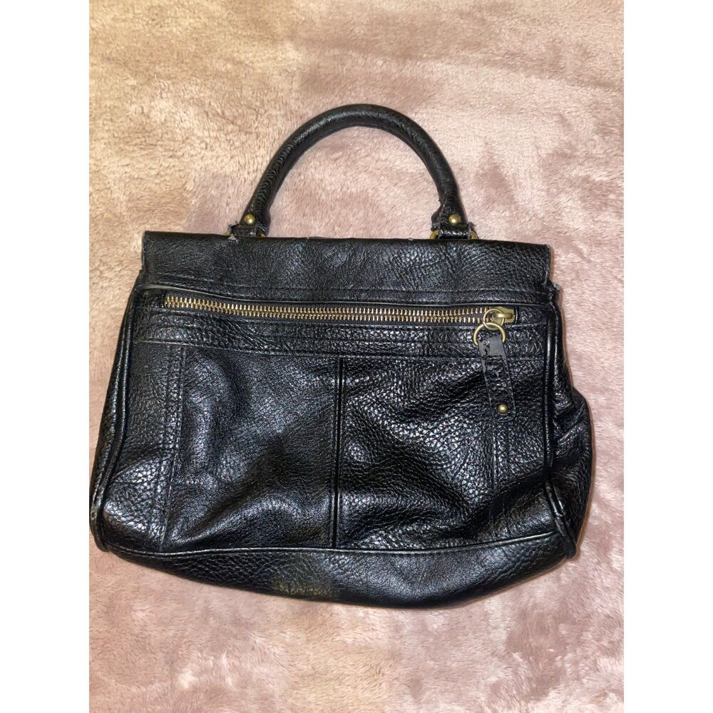 Merona Black Pebbled Faux Leather Satchel Bag Top Handle Handbag Purse